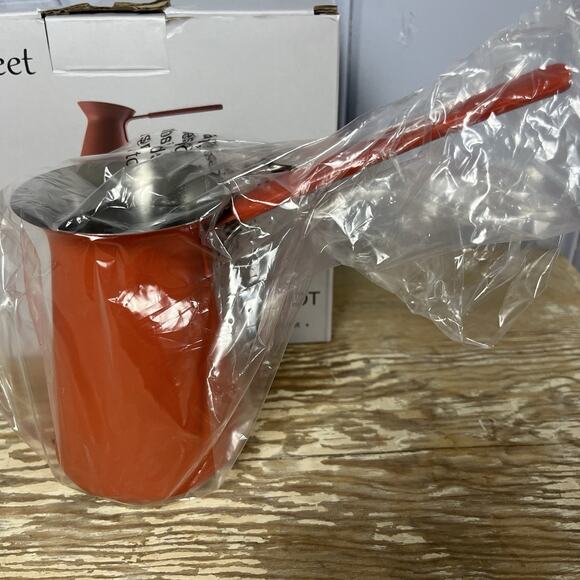 Turkish Coffee Pot Maker Stainless Rubber Handle Milk Warmer Arabic Greek NEW - Picture 3 of 10